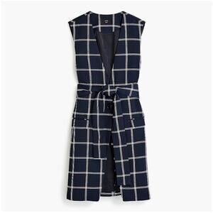 J. Crew 365 French Girl Windowpane Navy White Vest Blazer Size 6
